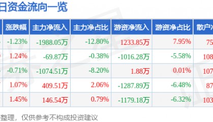 股票行情快报：华安证券（600909）6月10日主力资金净卖出1988.05万元