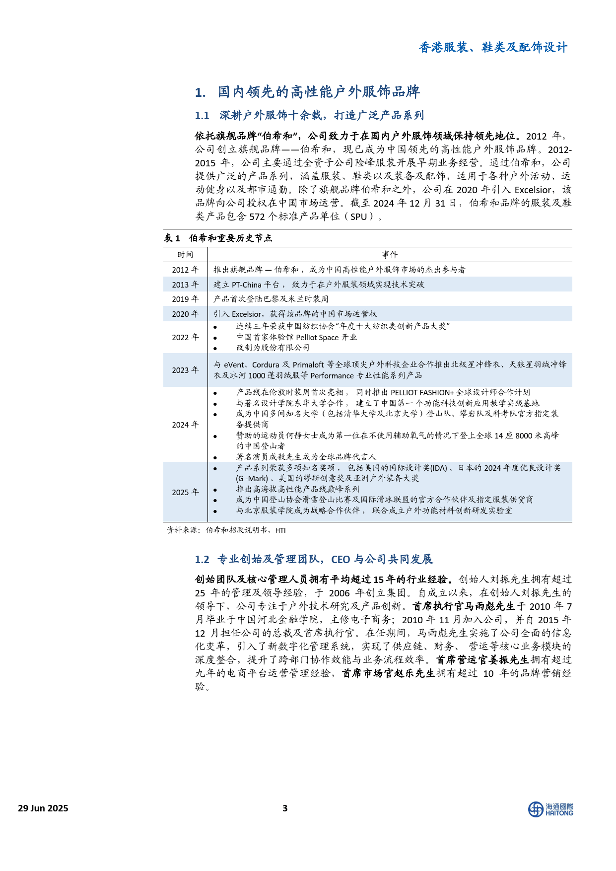 香港服装鞋类及配饰设计行业伯希和招股书解读高性能户外服饰领先品牌成长空间广阔-海通证券