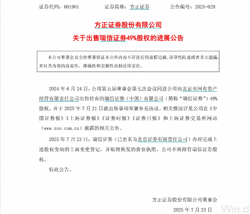 瑞信证券更名“北京证券”：外资退出，北京国资正式入主