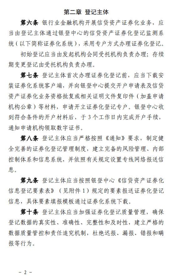 信贷资产证券化信息登记新规发布 | 全文